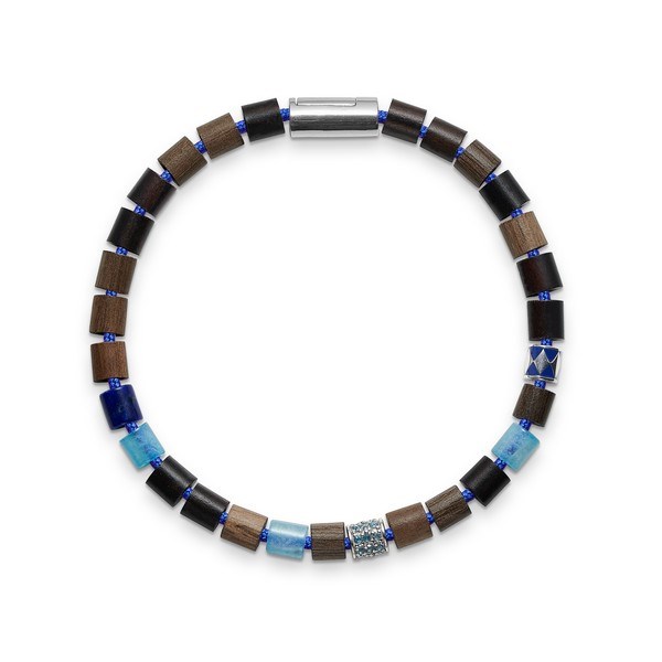 9: Black Sun - MAKUA BEACH Blue i blå nylon og farvede perler m. sølvlås